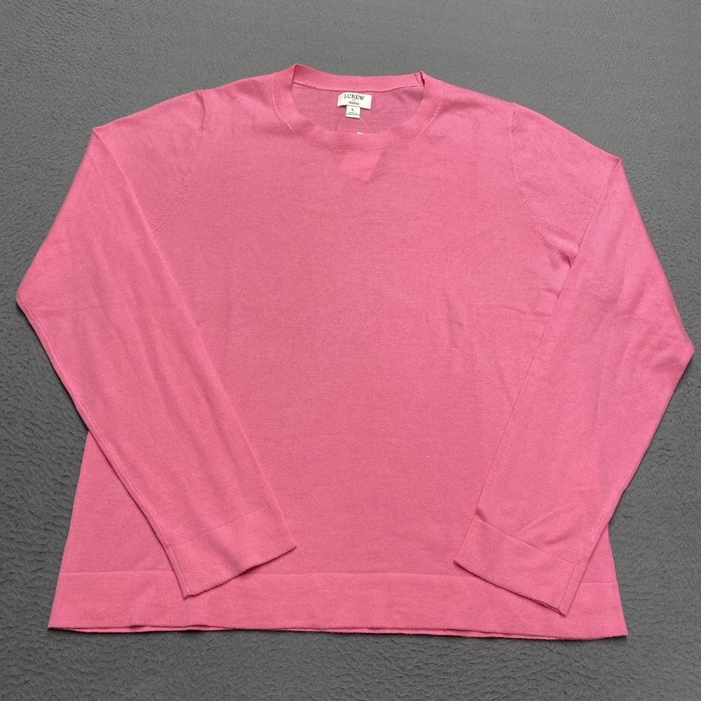 J.CREW Teddie Sweater‎ Pullover Womens L Pink Crew Neck Lightweight Raglan